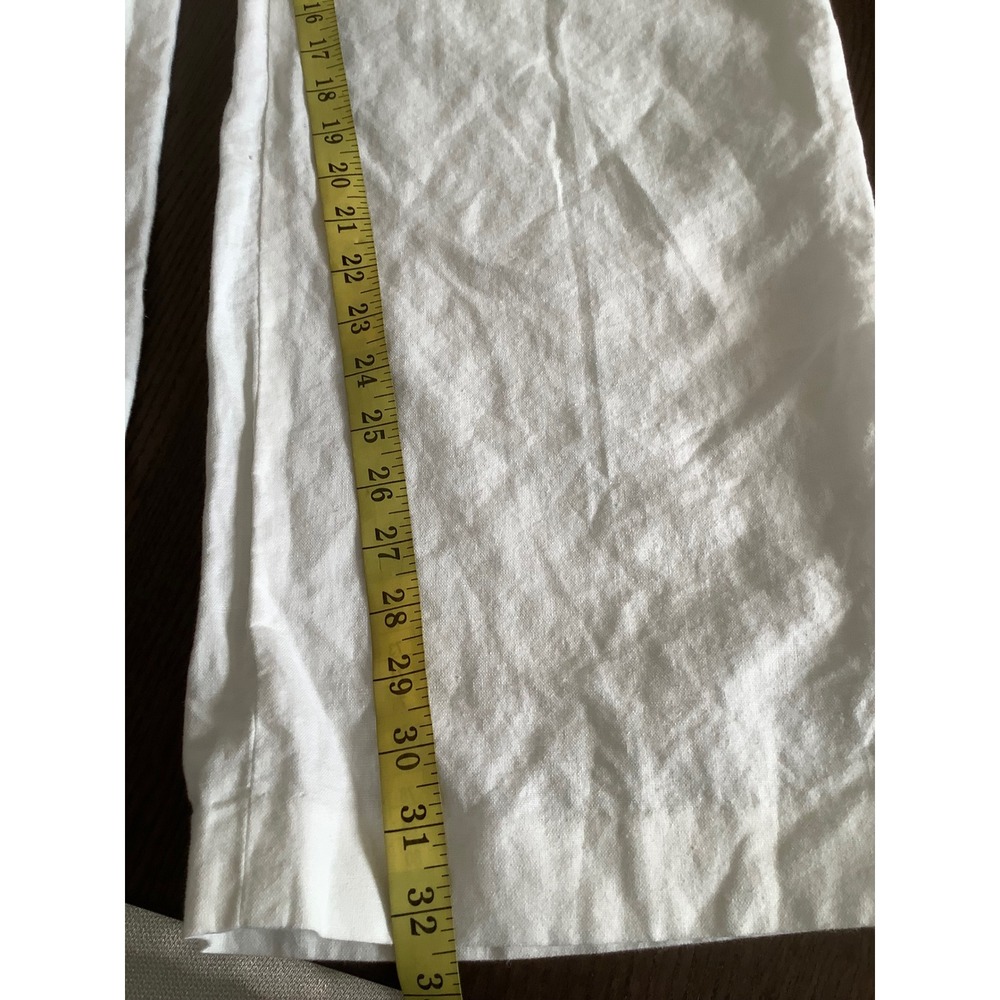 J. Crew Womens White Linen Blend Wide Leg Pleated High Rise Pants Size 12 - Picture 9 of 12